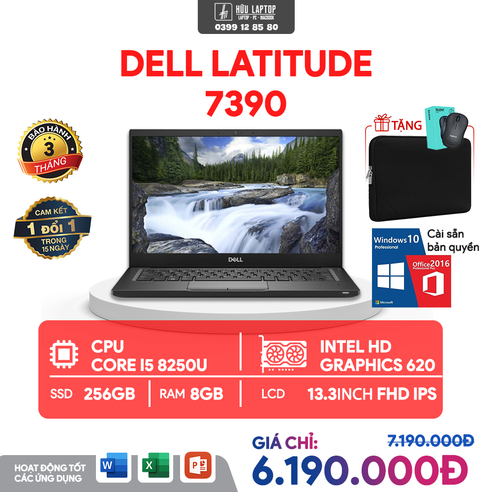 Laptop Dell Latitude 7390 CPU Intle Core I5 8250U Ram 8Gb SSD 256Gb Màn hình 13.3Inch FHD IPS Giá 6,190,000 Đồng*Miễn phí vận chuyển