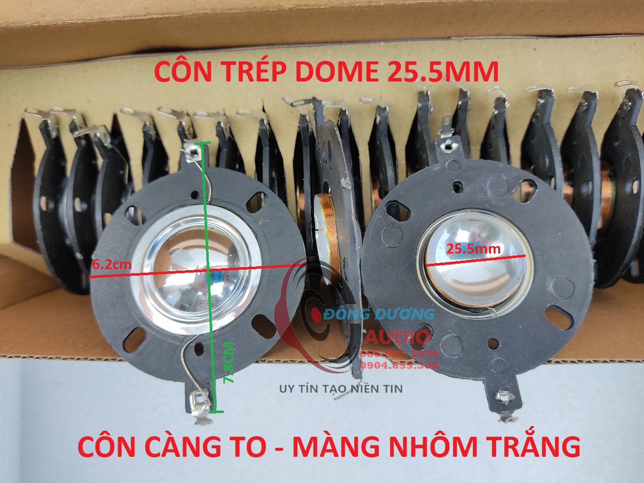 Coil loa trép đôn 25.5mm càng to màng nhôm trắng - giá một cái