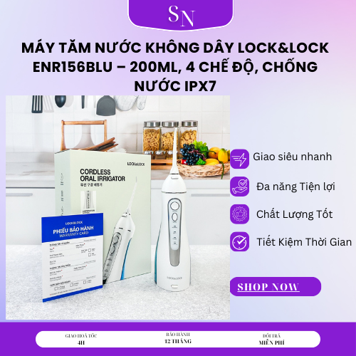 Máy Tăm Nước Không Dây Lock&Lock ENR156BLU Máy Tăm Nước Không Dây Lock&Lock ENR156BLUENR156BLU – Máy tăm nước không dây Lock&Lock Máy tăm nước không dây 4 chế độ dùng được răng niềng