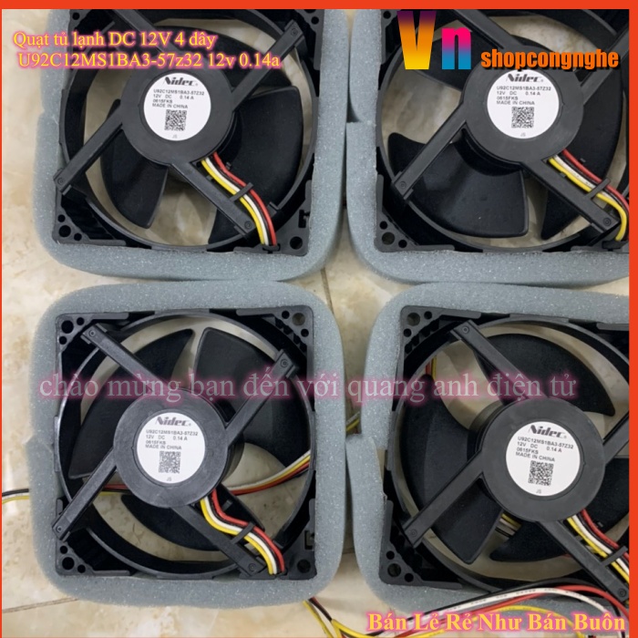 Quạt tủ lạnh DC 12V 4 dây U92C12MS1BA3-57z32 12v 0.14a