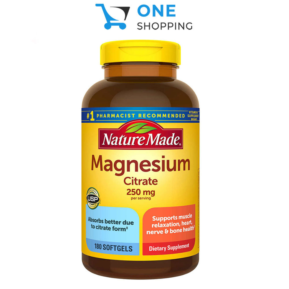 Viên uống Nature Made bổ sung Magnesium Citrate 250 mg., 180 Viên của Mỹ
