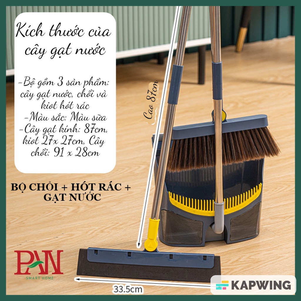 Chổi quét nhà 3in1 cây chổi quét nhà kèm hót rác, chổi quét nhà cây gạt nước kinh và hót rác, chổi quét nhà lau nhà hót