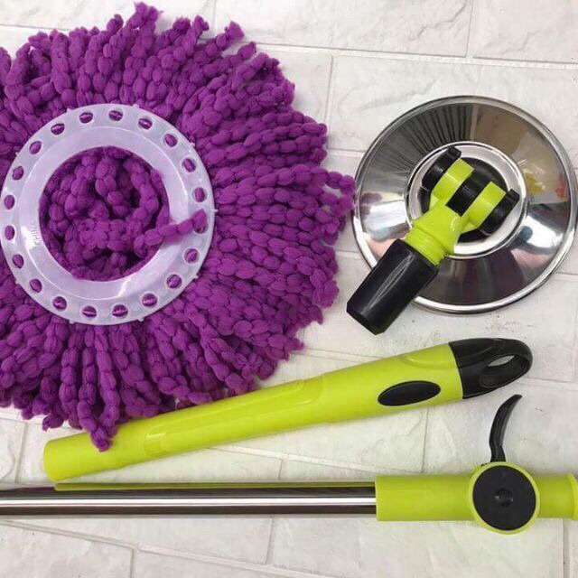 [KHUYẾN MÃI] Cây lau nhà rời mâm inox BANG CHỔI xoay 360 độ bông lau đan chéo siêu thấm hút