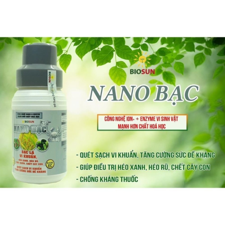 Chế phẩm sinh học Nano bạc đồng đặc trị vi khuẩn Biosun Nano Titan phòng trừ nấm hại và thối gố 500ml