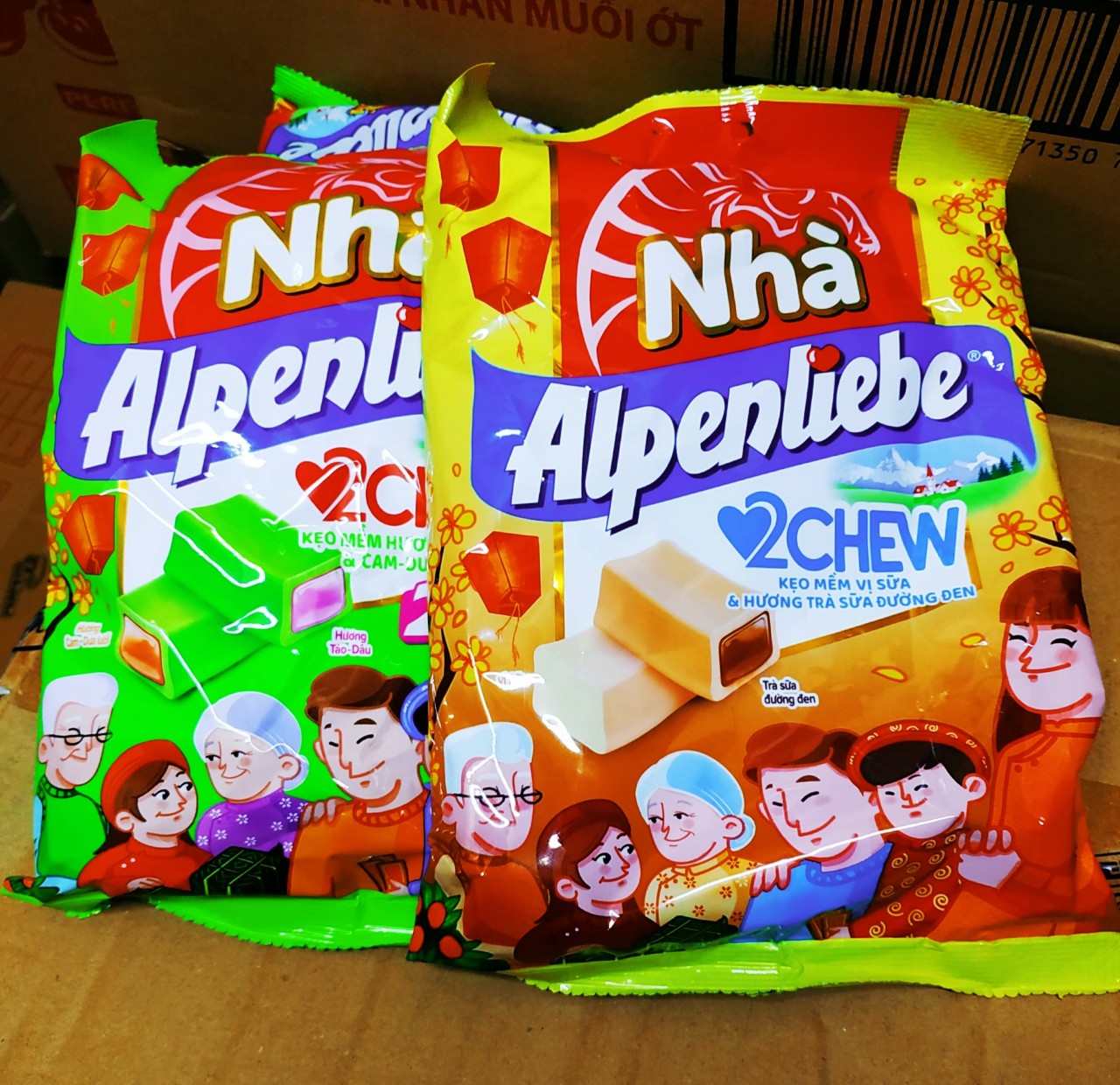 Mẫu Tết 2022 Kẹo Alpenliebe dẻo Chew hương vị trái cây đặc sắc gói lớn 65 viên