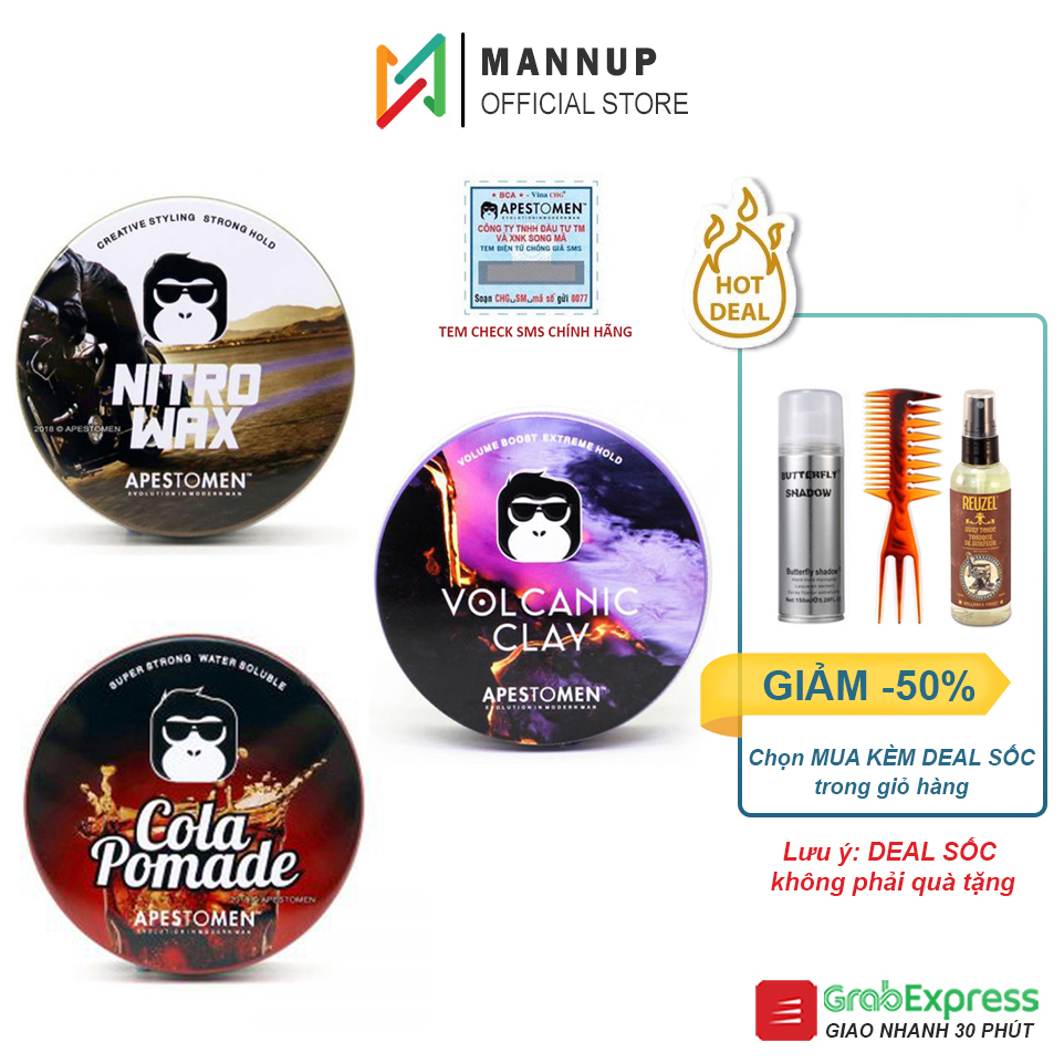 Sáp vuốt tóc apestomen volcanic clay v5, nitro wax, cola pomade 80g