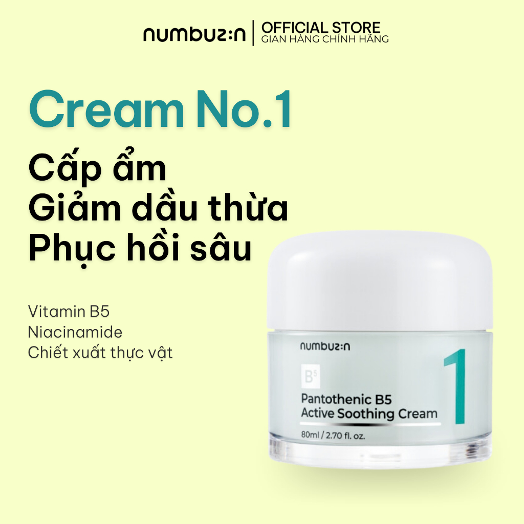 Kem dưỡng làm dịu da NUMBUZIN No.1 Pantothenic B5 Active Soothing Cream 80ml