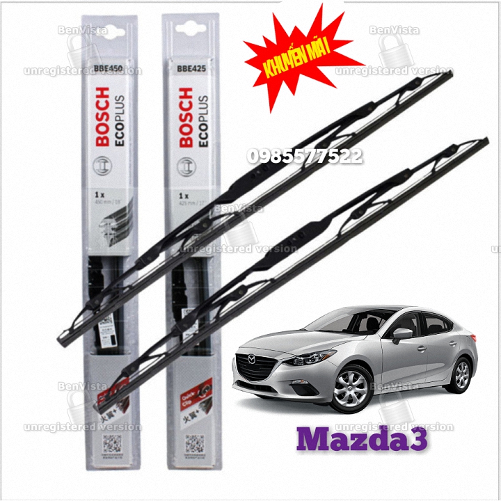 Bộ 2 cây gạt mưa mazda3. boch ecoplus 24x18inch