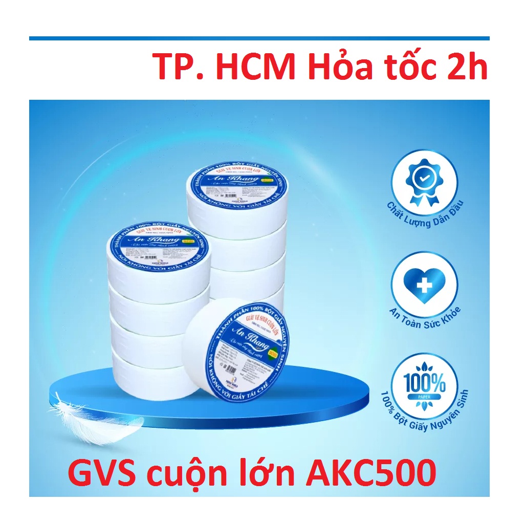 Combo 10 cuộn giấy vệ sinh 2 lớp an khang caro akc500g