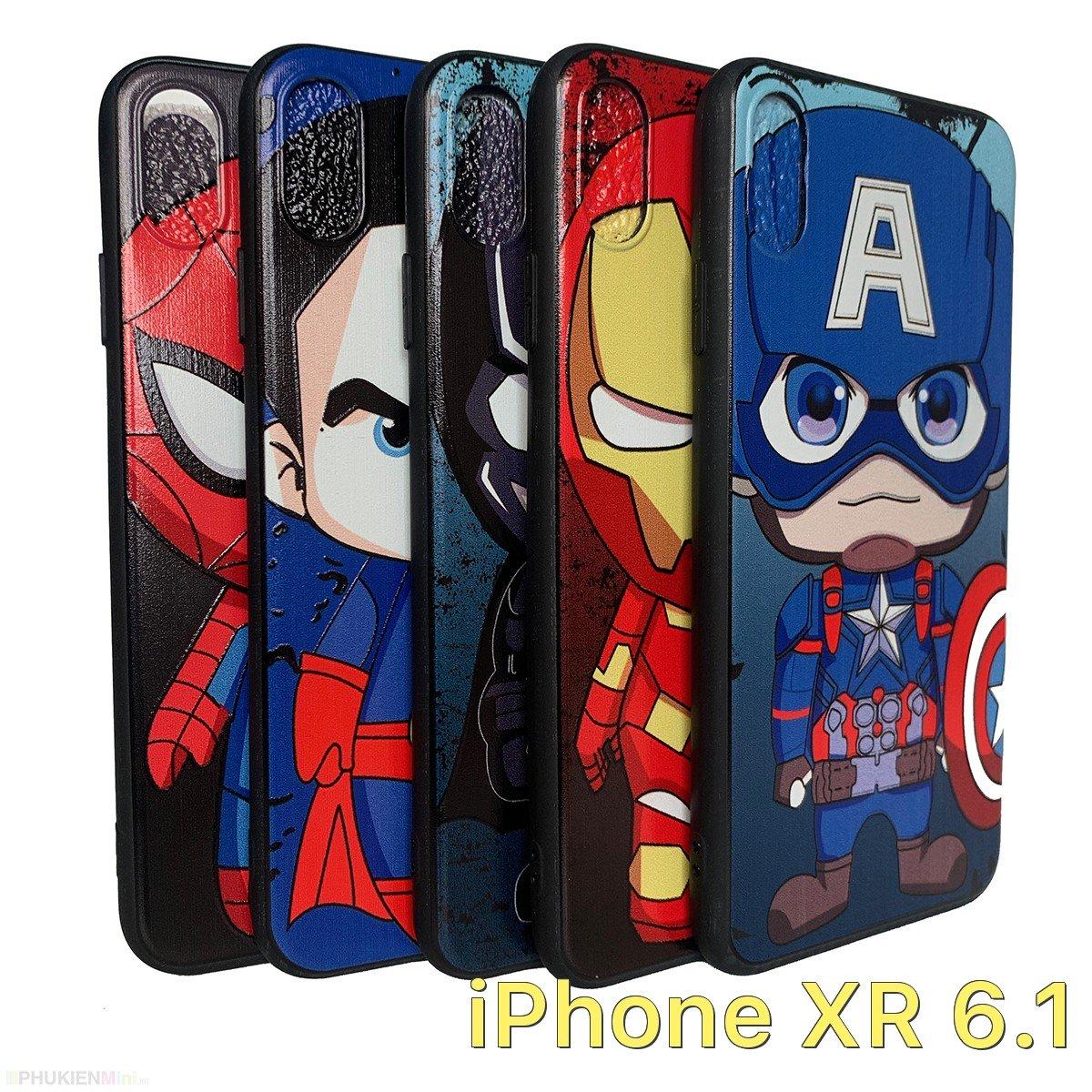 Ốp lưng viền dẻo in nổi hình siêu anh hùng phong cách chibi iPhone XR 6.1