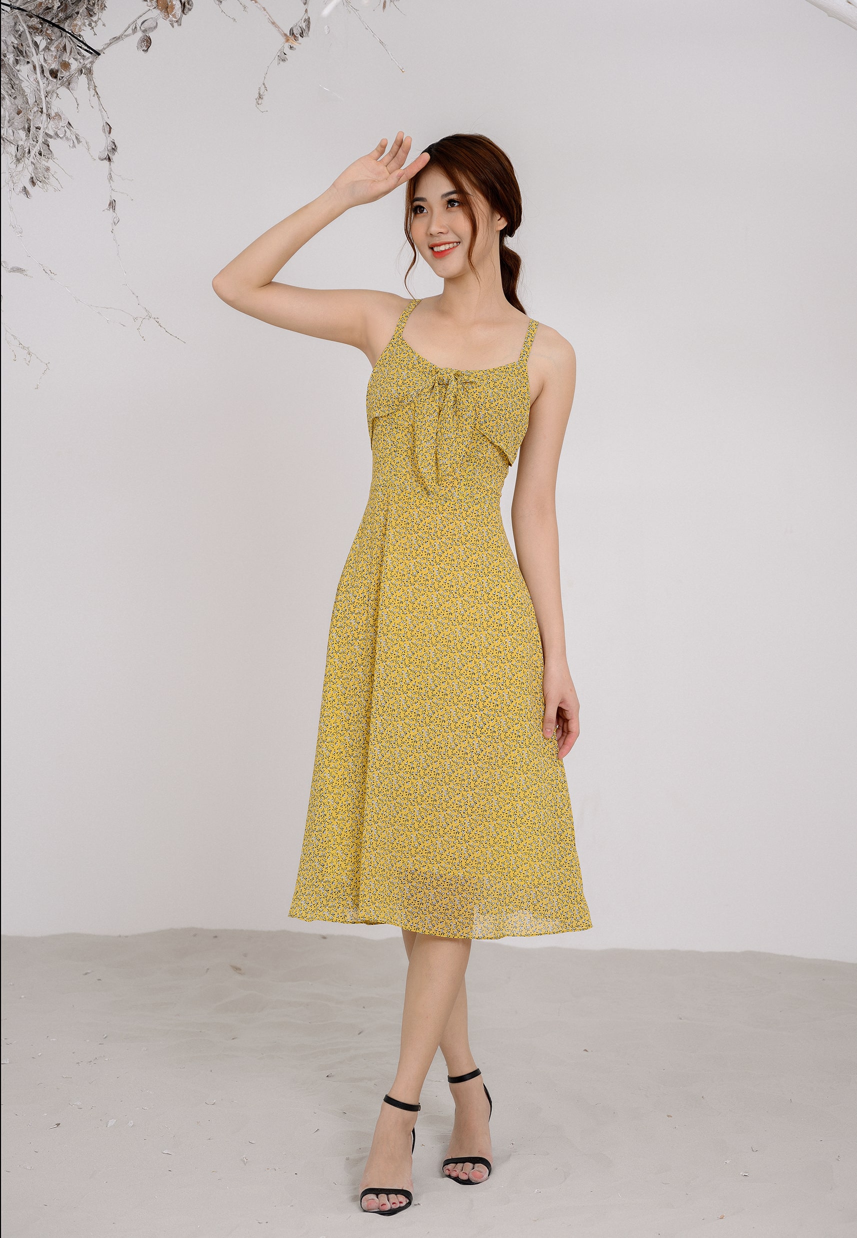 Đầm maxi Mila nơ cổ hoa nhí nhiều màu