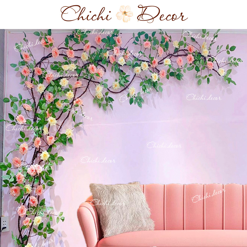 Dây giả - dây leo hồng cổ cao cấp 1m7 decor, trang trí nhà cửa