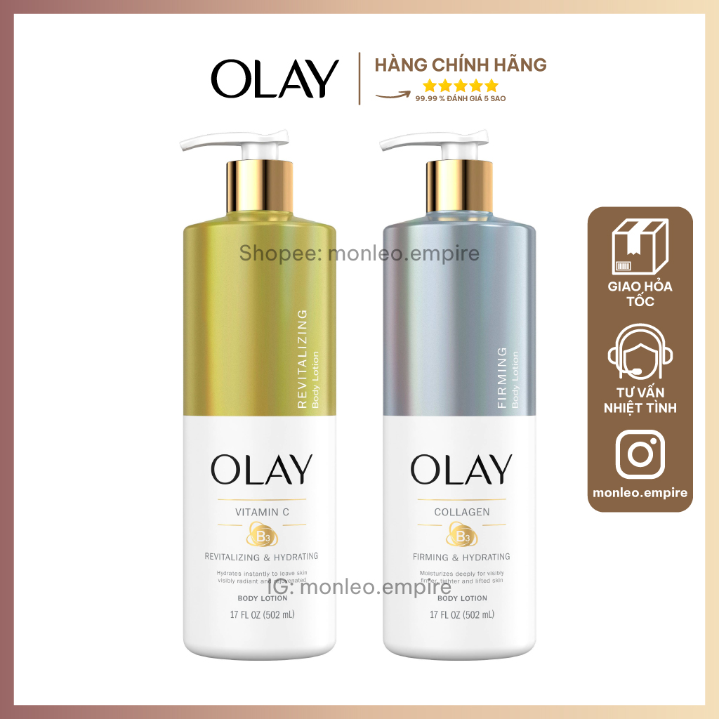 Sữa dưỡng thể trắng da Olay B3 Vitamin C/Olay B3 Collagen 502ml Dưỡng