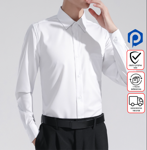 Áo Sơ mi nam không nhăn - Sơ mi nam trơn giá rẻ chất cotton chéo Pri Store