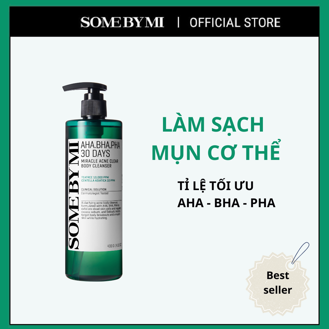  Sữa tắm hỗ trợ cải thiện mụn lưng Some By Mi AHA BHA PHA 30 Days Miracle Acne Body Cleanser 400ml làm sạch sâu 