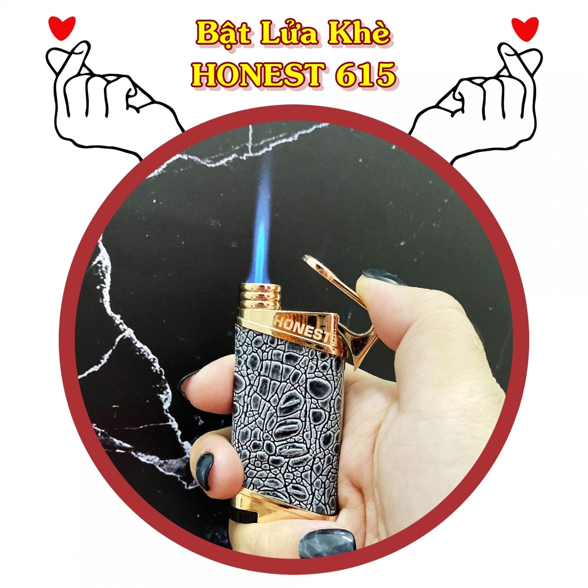Bật lửa khè - honest 615 - bọc da cá sấu -