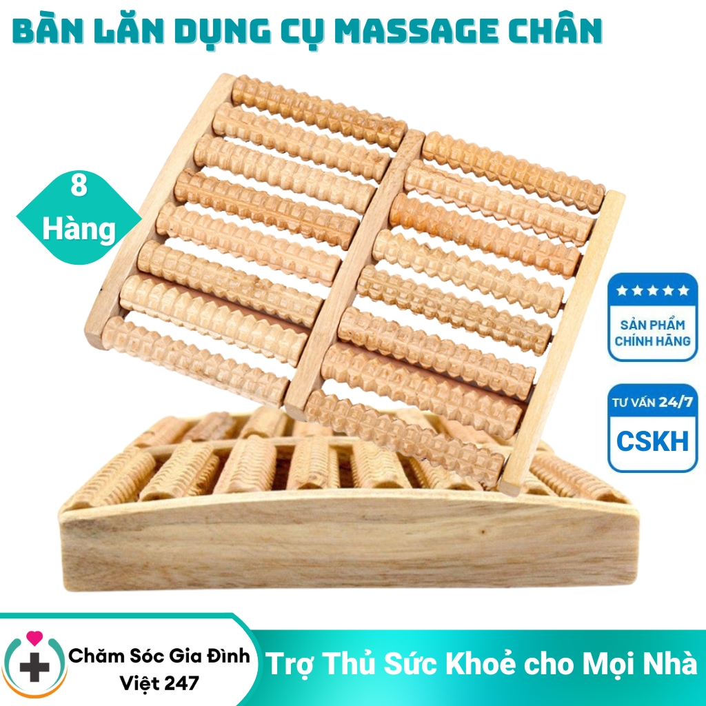 Bàn lăn dụng cụ massage chân tay bằng gỗ 8 hàng thanh loại lớn đa năng đại cao cấp,thanh con lăn mát xa matxa masage lòng bàn chà chan bấm huyệt chăm sóc sức khoẻ giúp ngủ ngon giảm căng thẳng đạo mệt mỏi thư giản hiệu quả tiện-Chăm Sóc Gia Đình Việt 247