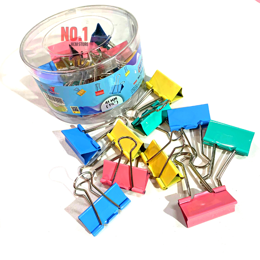Lon 24 cái kẹp bướm màu gstar size lớn 41mm kẹp giấy tờ, tài liệu văn phòng - k pen