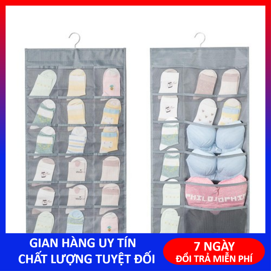 (FREESHIP) Túi treo đồ 2 mặt 30 ngăn đựng phụ kiện thời trang, thắt lưng, đồ lót, vật dụng gia đình tiết kiệm diện tíchcó móc treo tủ siêu tiện dụng, chất liệu vải oxford chống thấm nước bền đẹp