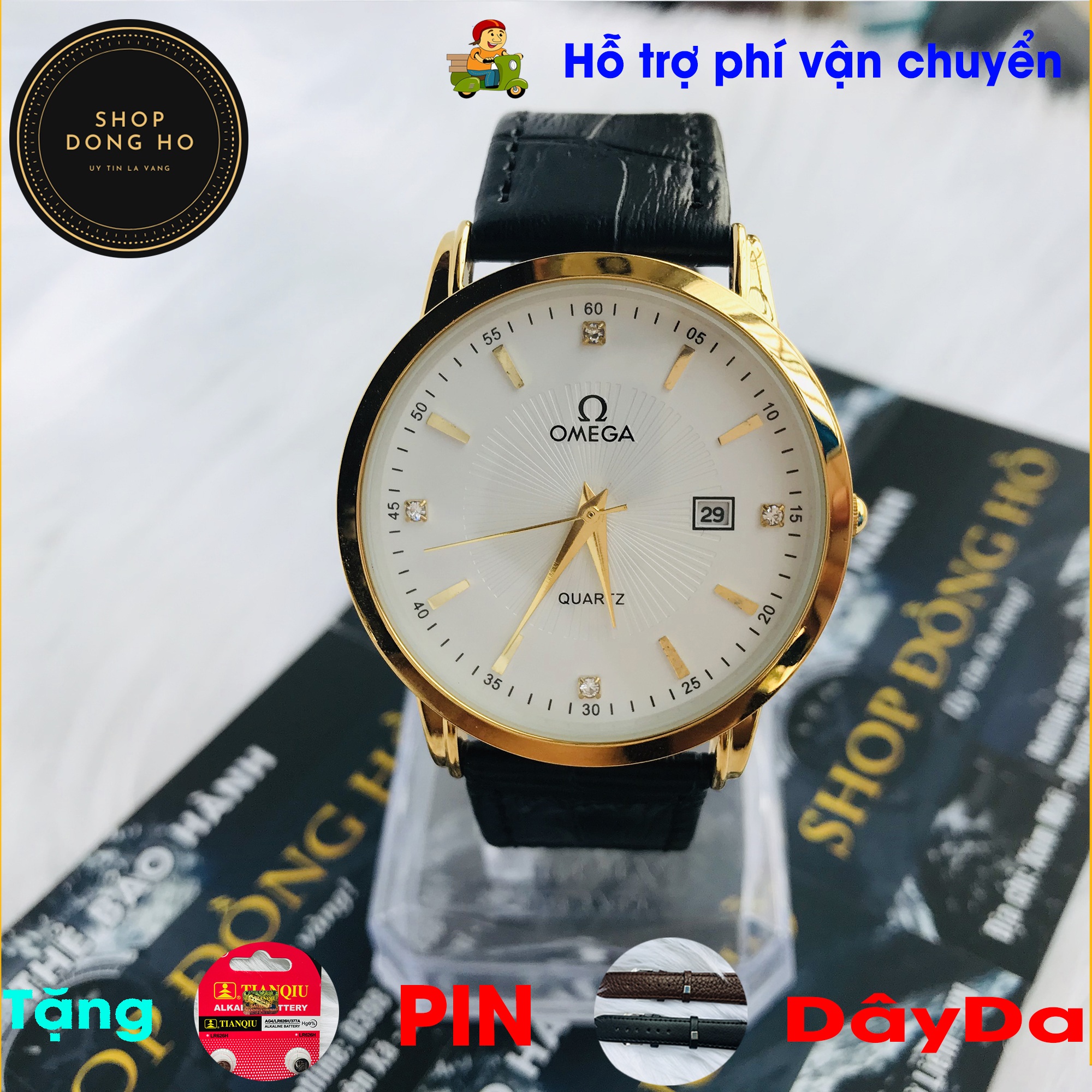 ĐỒNG HỒ NAM DÂY DA BÒ, MẶT KÍNH CHỐNG TRẦY XƯỚC, CHỊU VA ĐẬP MẠNH, TẶNG DÂY DA BÒ VÀ 02 VIÊN PIN AG4