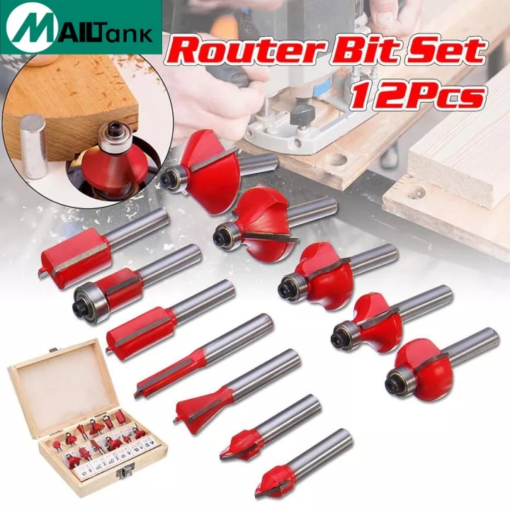 MAILTank SH121 Bộ cắt cạnh tông đơ chế biến gỗ máy mài đường cong bộ khắc Máy phay rãnh và trang trí hoàn chỉnh đa chức 1/4 BỘ 12 PCS