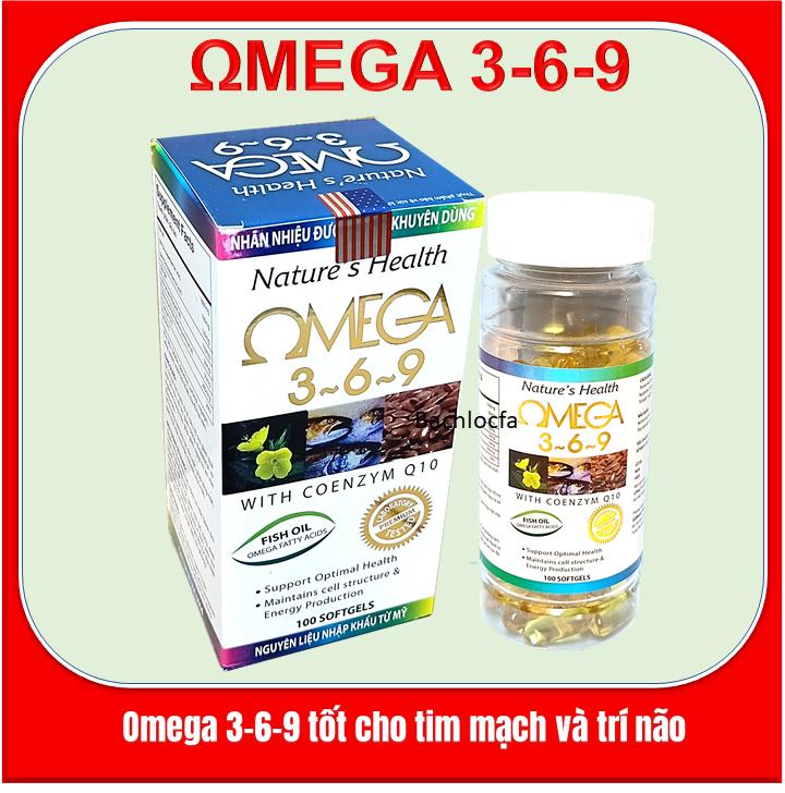 [hộp 100 viên] Viên dầu cá Ome.ga 369 Nature health Bổ não, sáng mắt, khỏe mạnh tim mạch, tăng cường trí nhớ - Hộp 100 viên thành phần dầu cá 1000mg, EPA 180mg, DHA 120mg