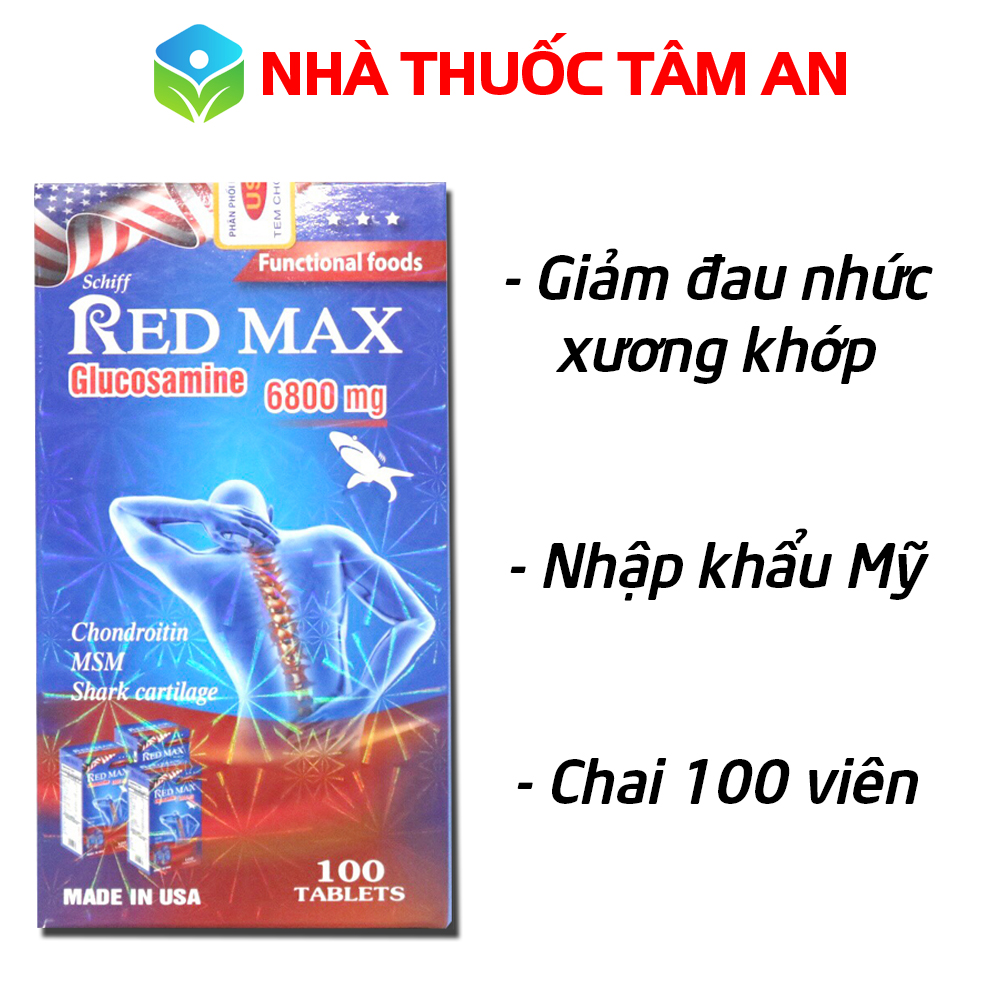 Nhập Khẩu Hoa Kỳ-Viên xương khớp RED MAX glucosamine 6800mg giảm đau nhức