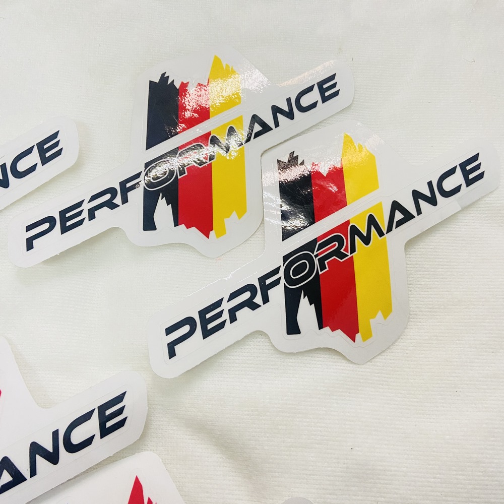 Tem chữ performante 3 sọc chữ đen trang trí xe siêu chất- cờ đức