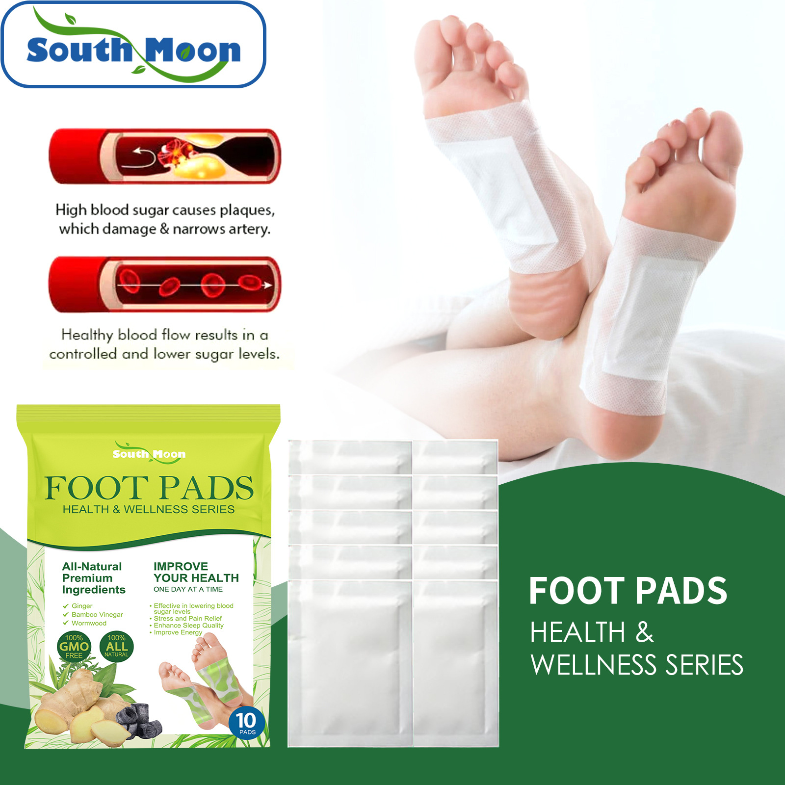 South Moon Foot mat Foot Care Massage Mat Ginger Powder Dampness Body Health Care Acupuncture Point Foot Patch