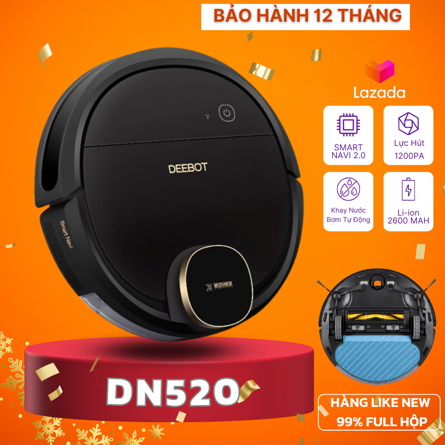 [ECOVACS DN/DN520] Bảo hành 12 Tháng - Máy trưng bày 99,8%, Full app 1 bản đồ - Thông minh có tường ảo, Robot hút bụi, lau nhà đa năng, Hút sạch cát bụi, Lông thú nuôi và tóc rụng - BH 12 Tháng - Giao Nhanh 2h HCM - Lắp Đặt Tại Nhà