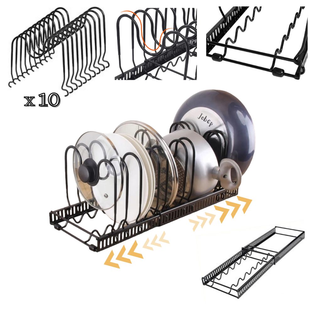 Kệ gầm bếp để vung nồi xoong chảo JXN10 phiên bản 10 nan bọc Silicone có sóng