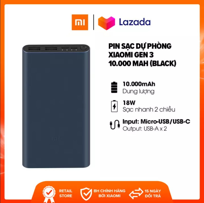 [HCM]MUA SẠC TẶNG TAI nghe - mua pin sạc dự phòng - pin sạc dự phòng xiaomi gen 3có cổng tycsạc nhiều điện thoại cùng lúctặng tai nge akg khi mua sạc dự phòng gen 3 số lượng có hạn áp dụng 3 ngày