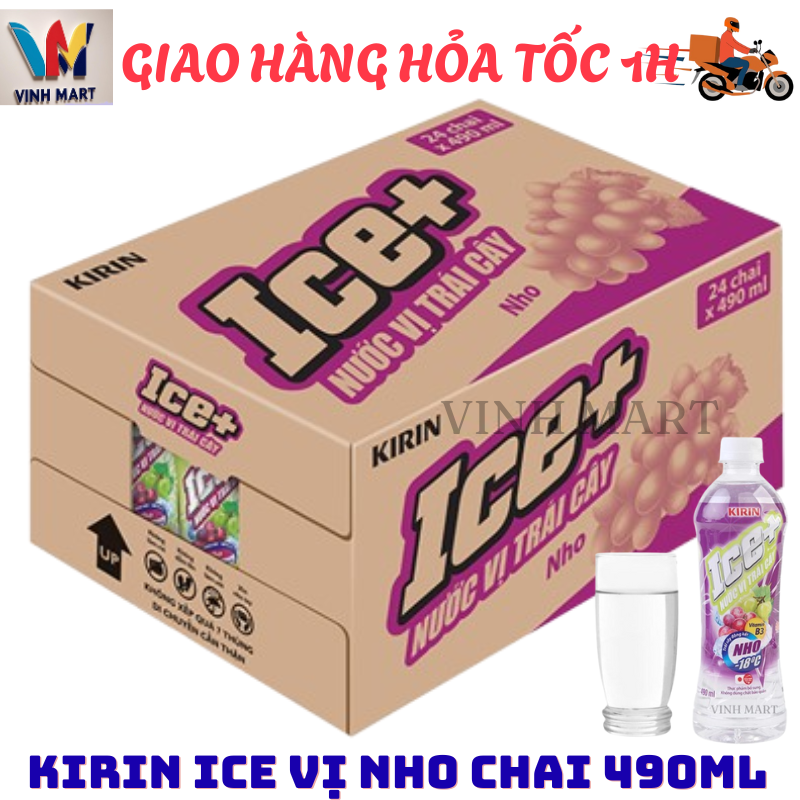 [CHỈ GIAO ĐƠN HỎA TỐC Ở HCM ] Nước Trái cây Ice+ vị Nho Thung 24 Chai 490 ml