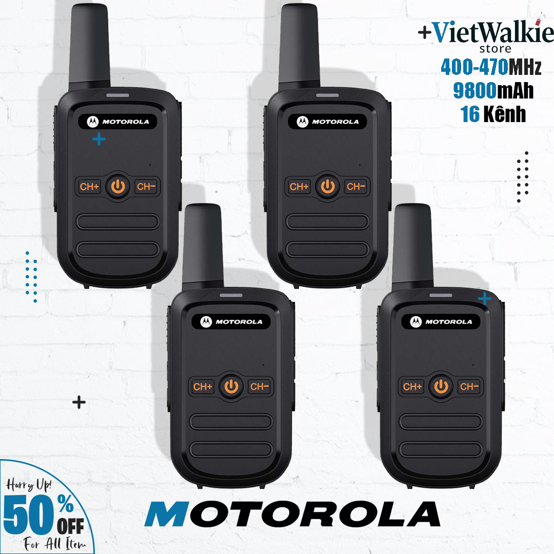 Bộ 4 Bộ đàm Motorola C51(Siêu bền, Loa chống từ tính, Pin dung lượng lớn, cự ly liên lạc 1-5Km)