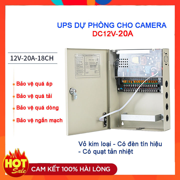 Bộ lưu điện UPS 12V20A chuyên dùng cho camera, đầu ghi, wifi