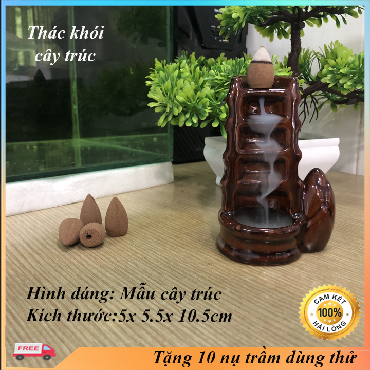 [HCM]Thác khói trầm hương MẪU CÂY TRÚC tặng 10 nụ trầm thơm