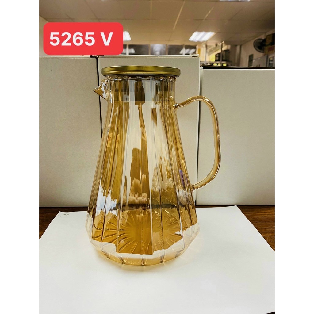 Bình đựng nước 1.9 lít thủy tinh chịu nhiệt màu vàng