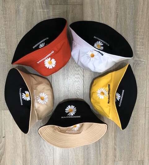 Nón bucket 2 mặt cực đẹp - nón bucket hoa cúc 2 mặt dễ thương