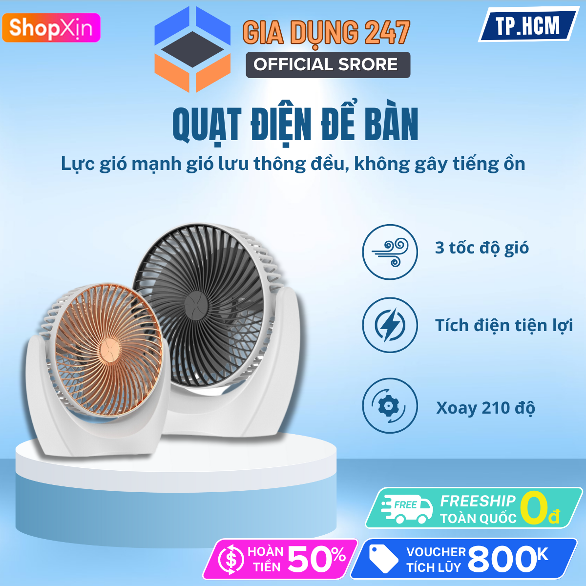 Quạt Điện Mini Để Bàn Động Cơ Không Tiếng Ồn, Xoay 210 Độ, Pin Khủng, Quạt Tích Điện Pin Trâu Để Bàn Làm Việc Văn Phòng Nhỏ Gọn quạt điện mini quạt quạt tích điện quạt mini quạt điện quạt cầm tay quat tich dien xài hơn