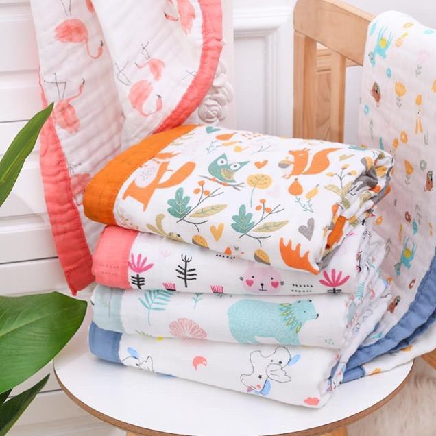 Chăn sợi tre 6 lớp bo viền Aden&Anai 1m2x1m2 cho bé