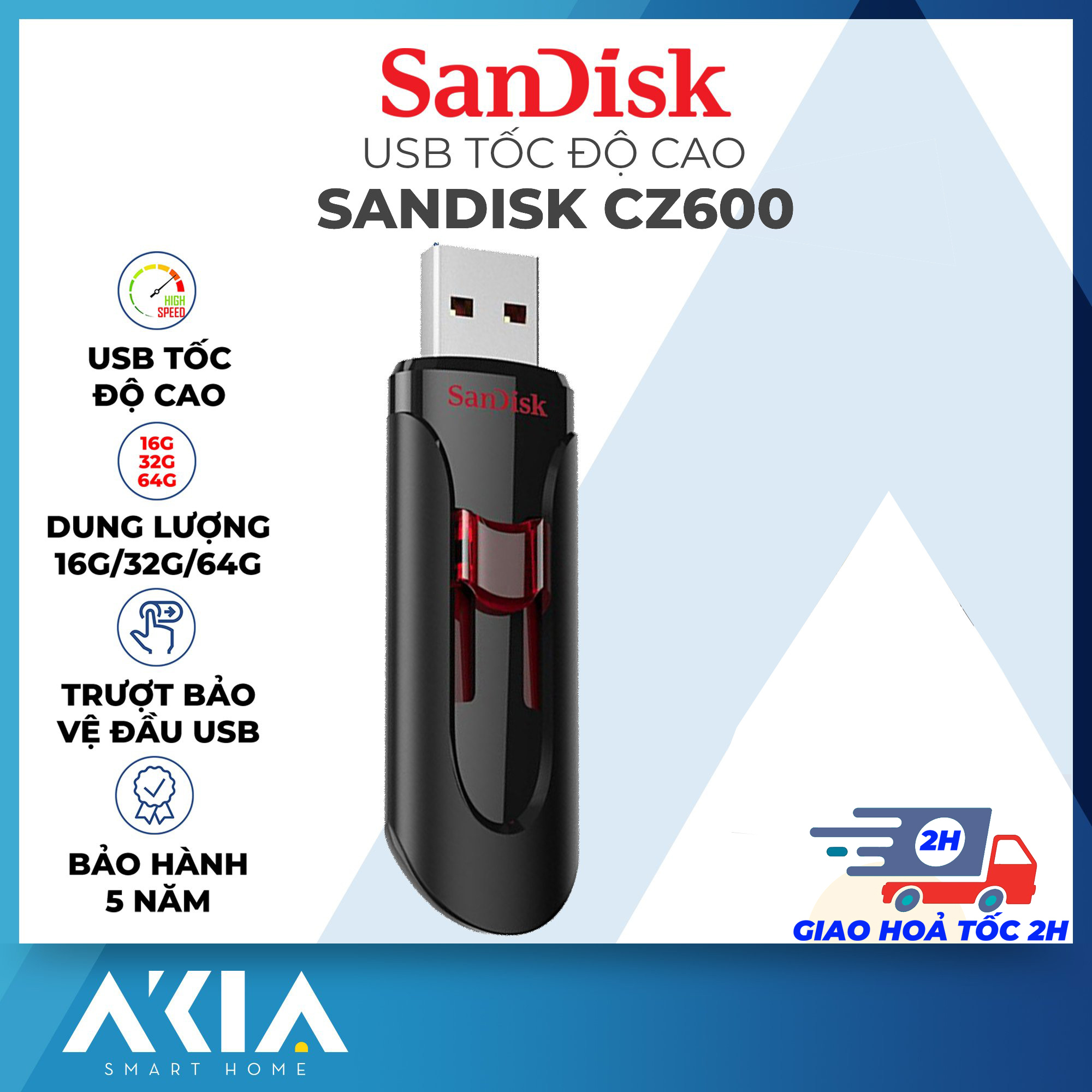 Usb 3.0 sandisk cz600 dung lượng 64gb / 32gb / 16 gb, tốc độ cao 100mb/s - bảo hành chính hãng