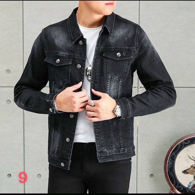 Áo khoác jean nam màu xám đen cao cấp -áo khoác jean nam chất bò phong cách Hàn Quốc -áo khoác jean nam form rộng QUYNH_STORE97 KM09