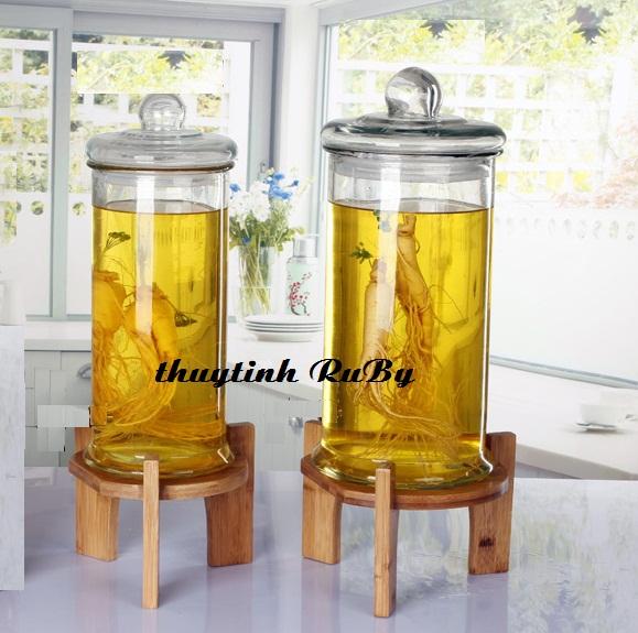 Bình Thủy Tinh Trụ TRƠN Ngâm Rượu 12 Lít (Không Vòi, Không Đế), Bình Thủy Tinh Ngâm Rượu Hình trụ tròn, Hũ Ngâm Ruou, Bình Ngâm Trái Cây, Binh Sam, Hu Lo Ngam Nhan Sam