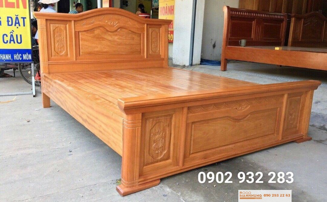 Giường ngủ gỗ đinh hương cao cấp kiểu nữ hoàng 1m60 x 2m