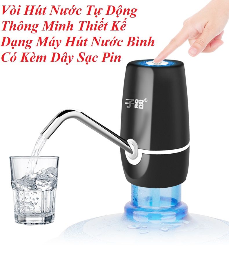 Vòi Hút Nước Tự Động Cao Cấp Thiết Kế Thông Minh Dạng Máy Hút Nước Bình Có Kèm Dây Sạc Pin Dùng 1 Tuần Mới Hết Pin