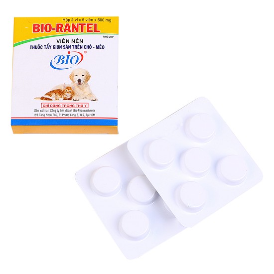 [HCM]10 Viên uống trị giun sán ký sinh trùng trên chó mèo- Bio Rantel vàng