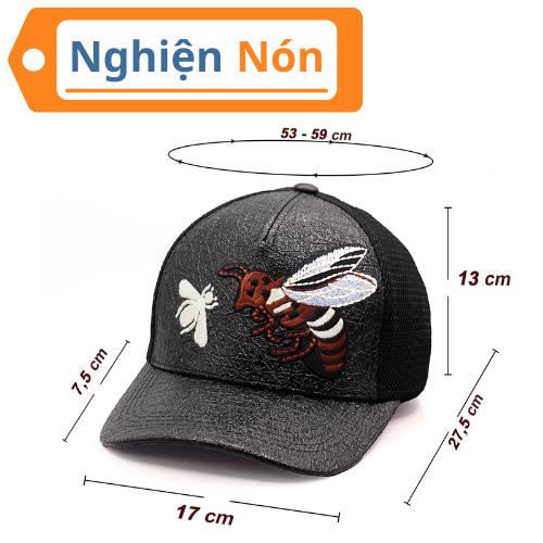 Nón hiệu Gucci Da phối Lưới Logo thêu song Ong, Mũ GC phối lưới, Nón kết thời trang Gucci cao cấp
