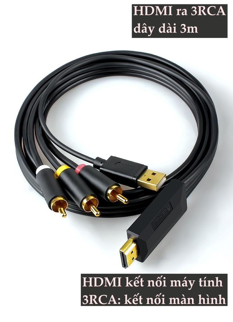 Cáp chuyển hdmi sang av, từ box, dvd lên tivi cổng av, hdmi to av - jh-z131