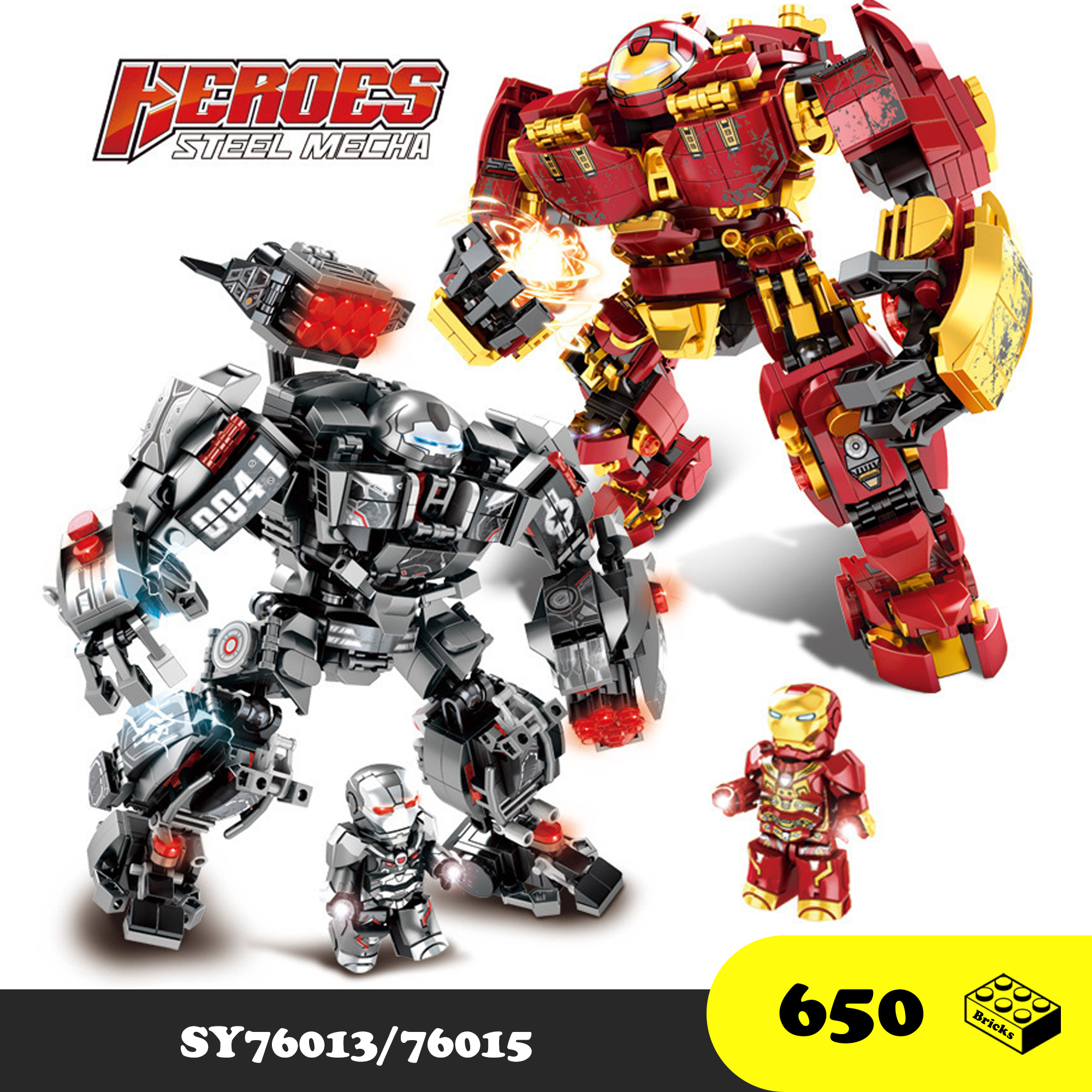 Đồ chơi Lego Lắp Ráp Hulkbuster, Lego LY76013, LY76015 Siêu anh hùng người máy Ironman Marvel [500 Mảnh ghép], Xếp hình thông minh