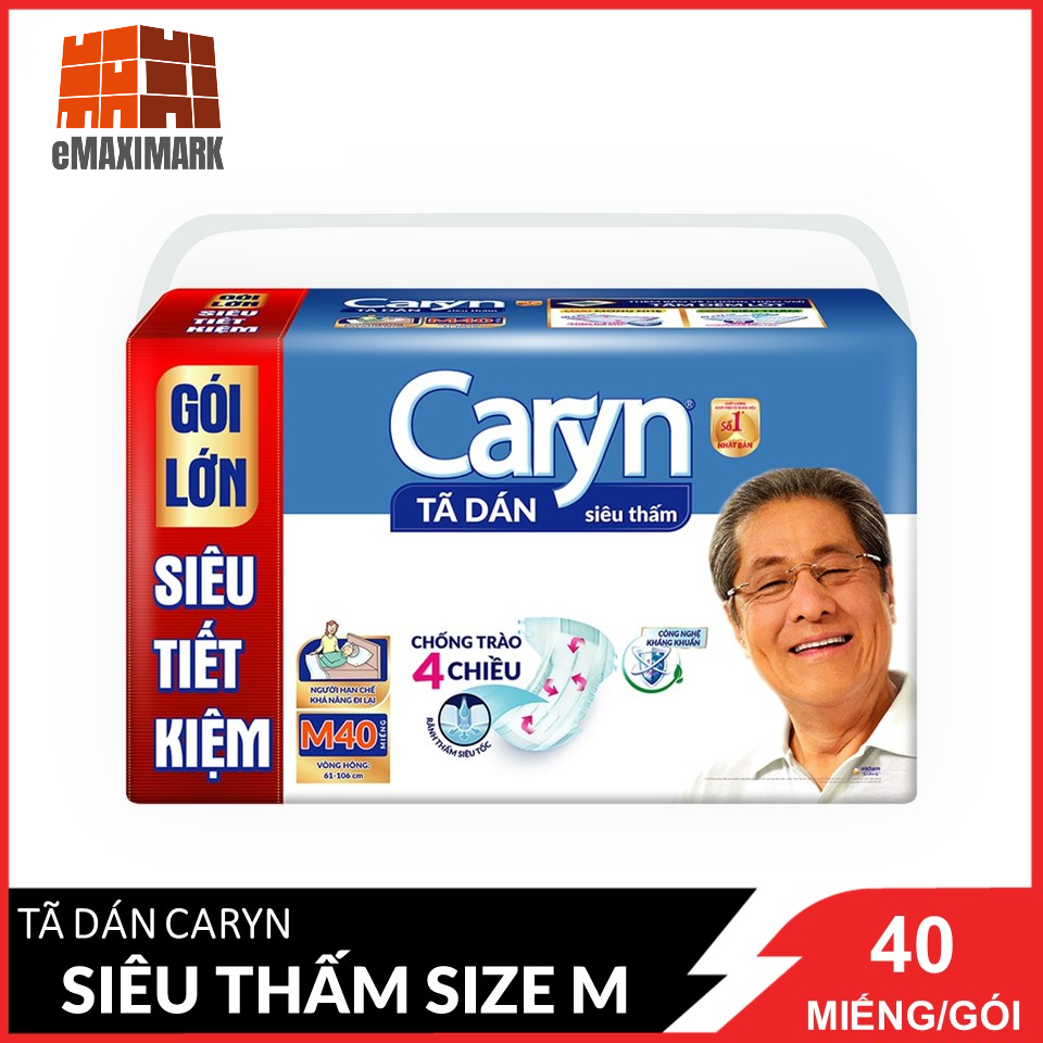 [HCM ship 2h] Tã Dán Caryn Size M40 Gói 40 Miếng
